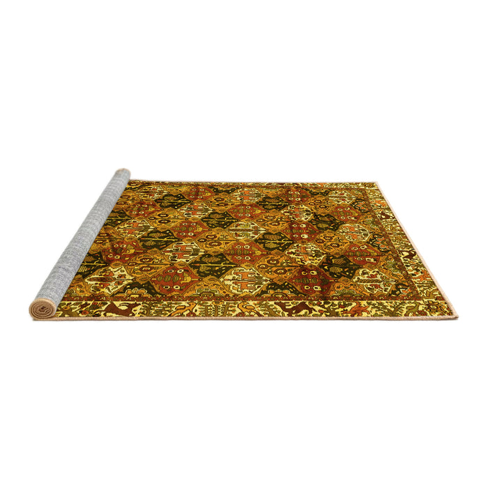 Sideview of Machine Washable Persian Yellow Traditional Rug, wshtr4332yw