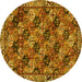 Round Machine Washable Persian Yellow Traditional Rug, wshtr4332yw