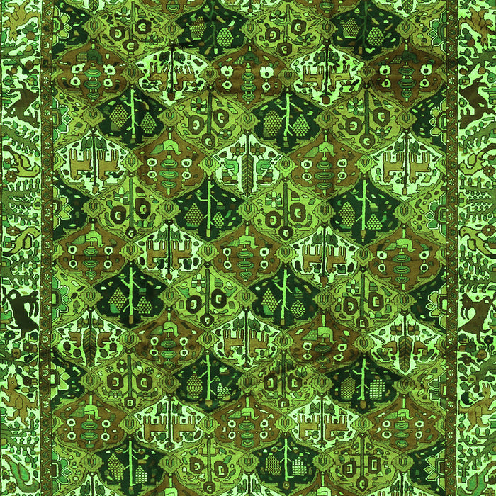 Serging Thickness of Machine Washable Persian Green Traditional Area Rugs, wshtr4332grn