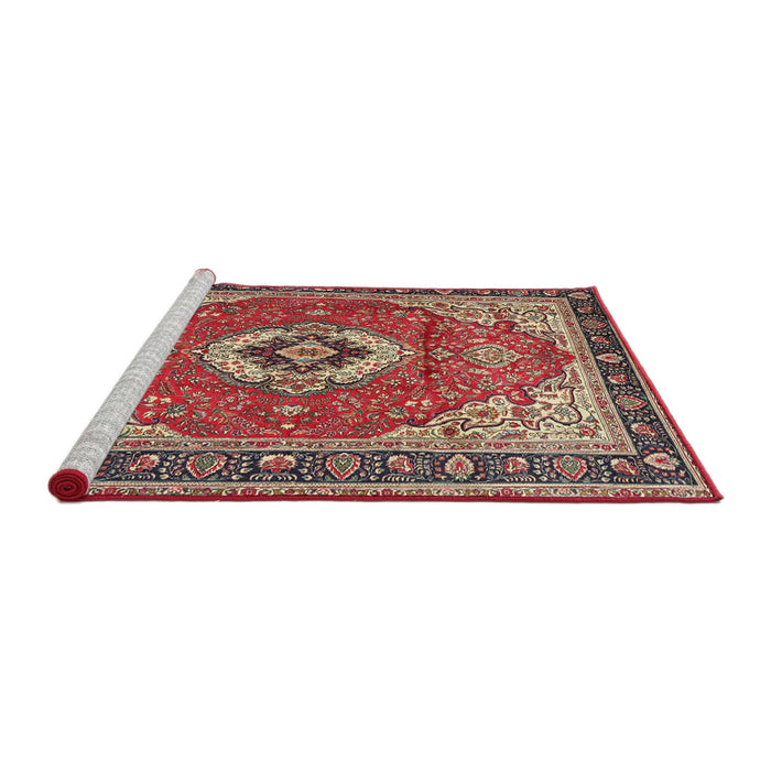 Sideview of Machine Washable Traditional Fire Brick Red Rug, wshtr4333