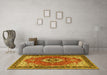 Machine Washable Persian Yellow Traditional Rug in a Living Room, wshtr4333yw