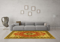 Machine Washable Persian Yellow Traditional Rug, wshtr4333yw