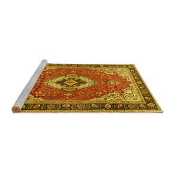 Sideview of Machine Washable Persian Yellow Traditional Rug, wshtr4333yw