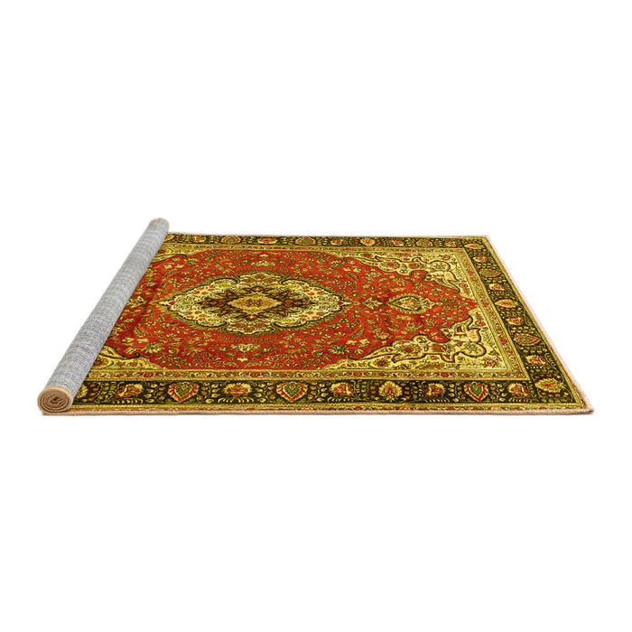 Sideview of Machine Washable Persian Yellow Traditional Rug, wshtr4333yw