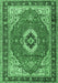 Machine Washable Persian Emerald Green Traditional Area Rugs, wshtr4333emgrn