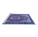 Sideview of Machine Washable Persian Blue Traditional Rug, wshtr4333blu