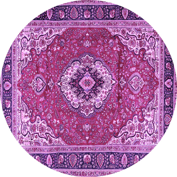 Round Machine Washable Persian Purple Traditional Area Rugs, wshtr4333pur