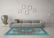 Machine Washable Persian Light Blue Traditional Rug in a Living Room, wshtr4333lblu