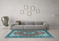 Machine Washable Persian Light Blue Traditional Rug, wshtr4333lblu