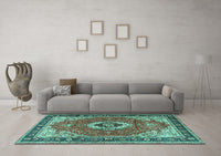 Machine Washable Persian Turquoise Traditional Rug, wshtr4333turq