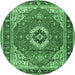 Round Persian Emerald Green Traditional Rug, tr4333emgrn