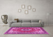 Machine Washable Persian Pink Traditional Rug in a Living Room, wshtr4333pnk