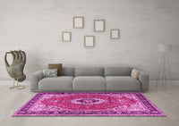 Machine Washable Persian Pink Traditional Rug, wshtr4333pnk