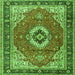 Round Machine Washable Persian Green Traditional Area Rugs, wshtr4333grn