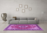 Machine Washable Persian Purple Traditional Rug, wshtr4333pur