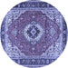 Round Machine Washable Persian Blue Traditional Rug, wshtr4333blu