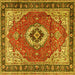 Square Machine Washable Persian Yellow Traditional Rug, wshtr4333yw