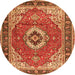 Machine Washable Persian Orange Traditional Area Rugs, wshtr4333org