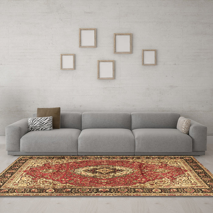 Machine Washable Persian Brown Traditional Rug in a Living Room,, wshtr4333brn