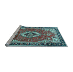 Sideview of Machine Washable Persian Light Blue Traditional Rug, wshtr4333lblu