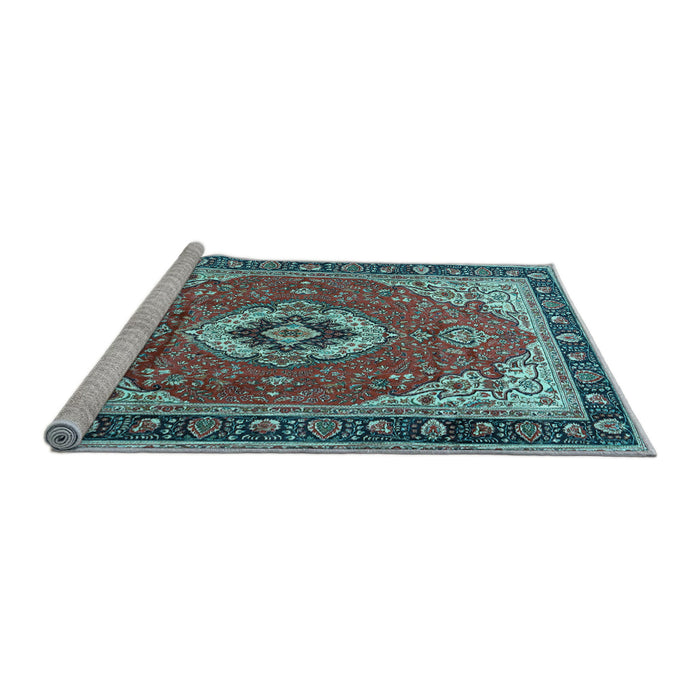 Sideview of Machine Washable Persian Light Blue Traditional Rug, wshtr4333lblu