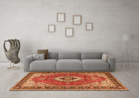 Machine Washable Persian Orange Traditional Rug, wshtr4333org