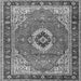 Round Machine Washable Persian Gray Traditional Rug, wshtr4333gry