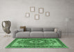 Machine Washable Persian Emerald Green Traditional Area Rugs in a Living Room,, wshtr4333emgrn