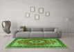 Machine Washable Persian Green Traditional Area Rugs in a Living Room,, wshtr4333grn