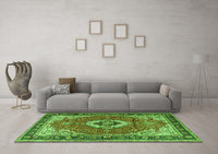 Machine Washable Persian Green Traditional Rug, wshtr4333grn