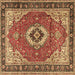 Square Machine Washable Persian Brown Traditional Rug, wshtr4333brn