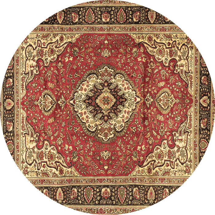 Round Persian Brown Traditional Rug, tr4333brn