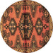 Round Persian Brown Traditional Rug, tr4334brn