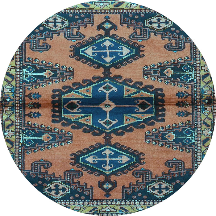 Round Machine Washable Persian Light Blue Traditional Rug, wshtr4334lblu