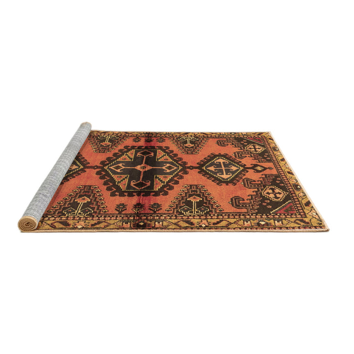 Sideview of Machine Washable Persian Brown Traditional Rug, wshtr4334brn