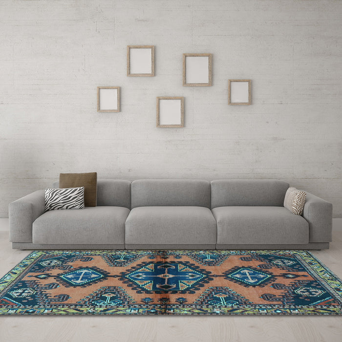 Machine Washable Persian Light Blue Traditional Rug in a Living Room, wshtr4334lblu