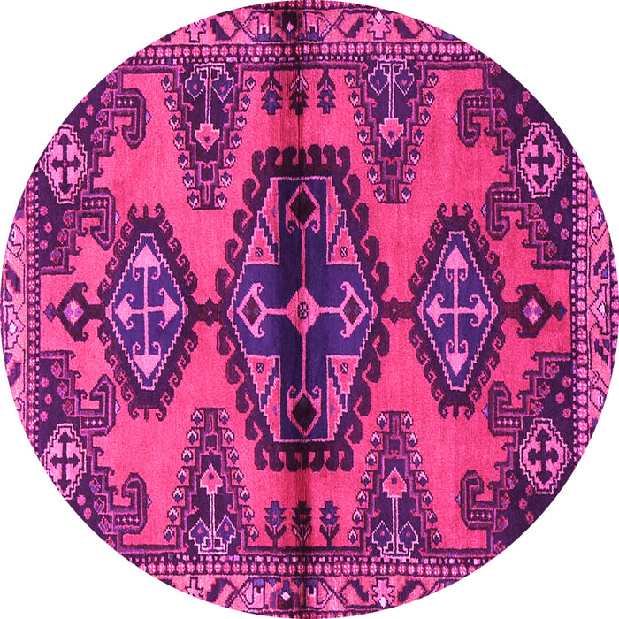 Round Machine Washable Persian Pink Traditional Rug, wshtr4334pnk
