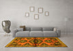 Machine Washable Persian Yellow Traditional Rug in a Living Room, wshtr4334yw