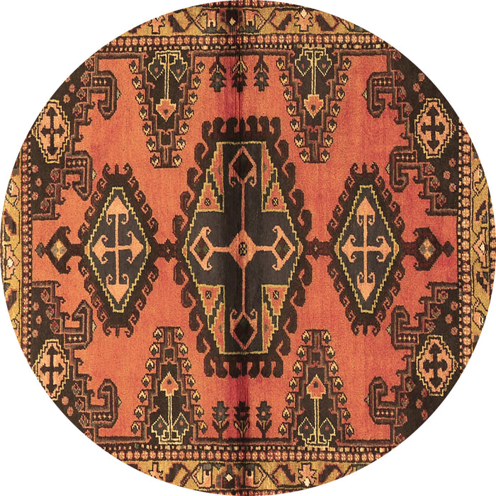 Round Machine Washable Persian Brown Traditional Rug, wshtr4334brn