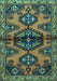 Machine Washable Persian Turquoise Traditional Area Rugs, wshtr4334turq