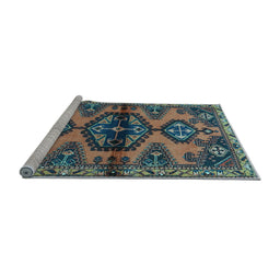 Sideview of Machine Washable Persian Light Blue Traditional Rug, wshtr4334lblu