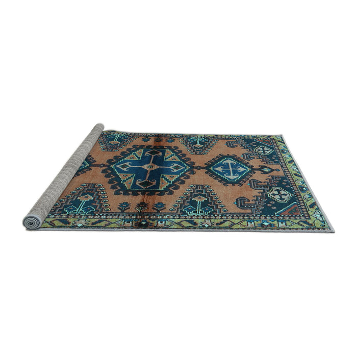 Sideview of Machine Washable Persian Light Blue Traditional Rug, wshtr4334lblu