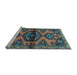 Sideview of Machine Washable Persian Light Blue Traditional Rug, wshtr4334lblu