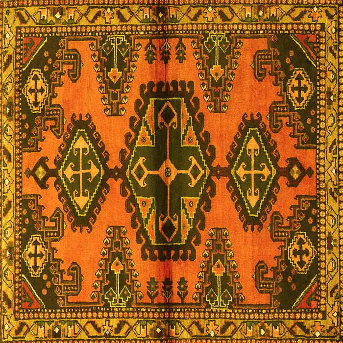 Square Machine Washable Persian Yellow Traditional Rug, wshtr4334yw