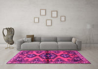 Machine Washable Persian Pink Traditional Rug, wshtr4334pnk