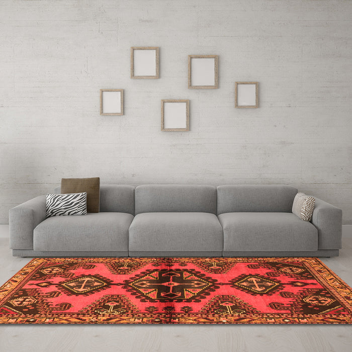 Machine Washable Persian Orange Traditional Area Rugs in a Living Room, wshtr4334org