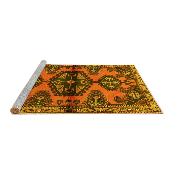 Sideview of Machine Washable Persian Yellow Traditional Rug, wshtr4334yw