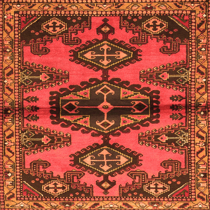 Round Machine Washable Persian Orange Traditional Area Rugs, wshtr4334org