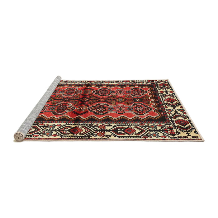 Sideview of Machine Washable Traditional Saffron Red Rug, wshtr4335