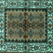 Square Persian Turquoise Traditional Rug, tr4335turq